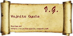 Vojnits Gyula névjegykártya